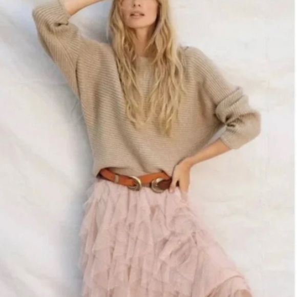 Anthropologie Black Ribbed Boat Neck Crop Sweater, L - Picture 3 of 8